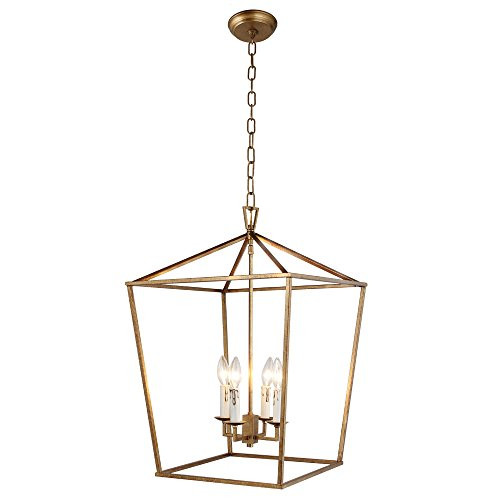 Openwork Lantern Pendant Stairway Entry Kitchen Hall Foyer Fixture Chandelier (Gold) | Amazon (US)