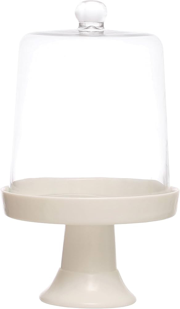 Creative Co-Op 8.75 Inches Round Cake Stand Glass Pedestal, White, Set of 2 Cloche | Amazon (US)