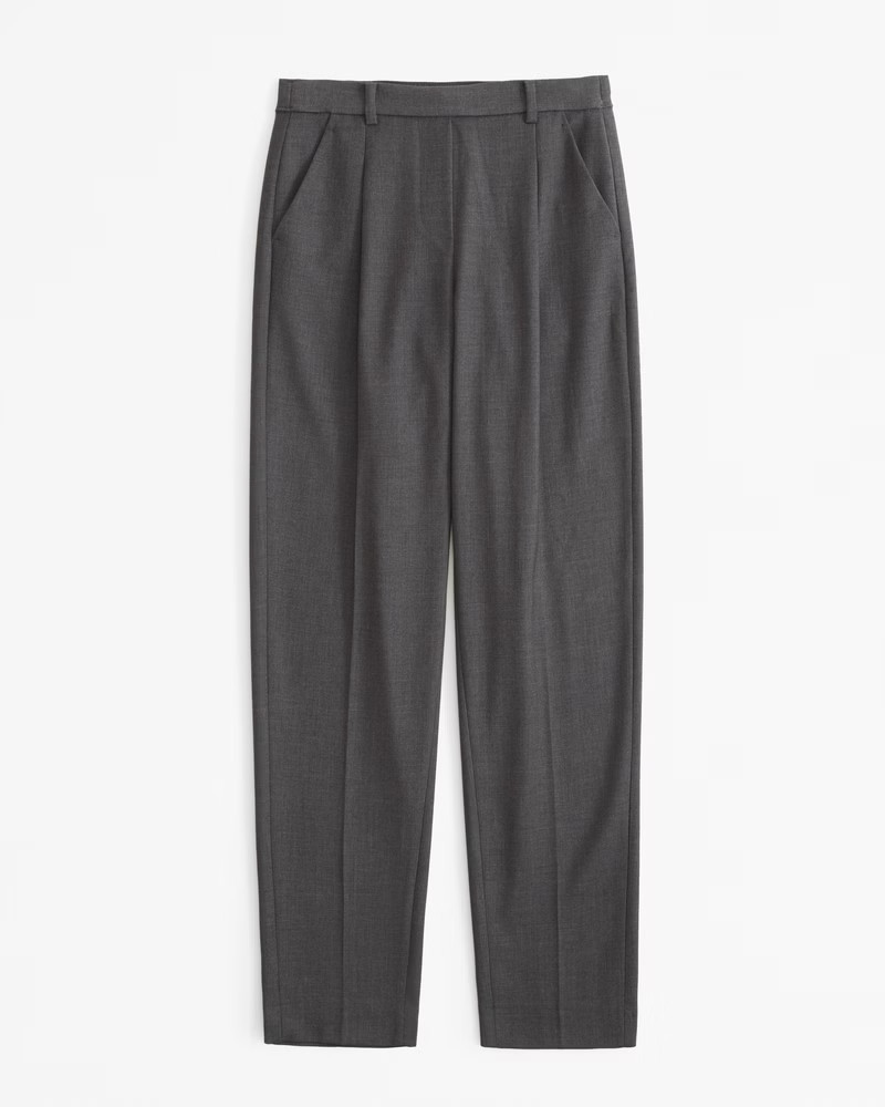 Abercrombie & Fitch Women's Menswear Taper Pull-On Pant in Dark Heather Gray - Size S LONG | Abercrombie & Fitch (US)