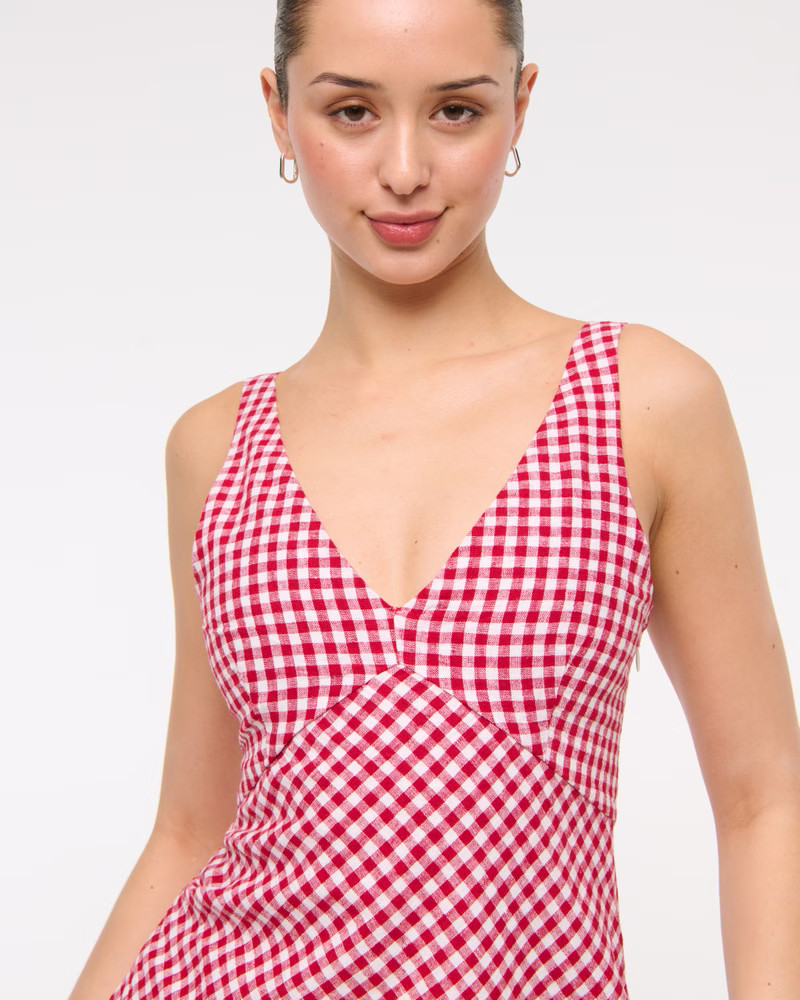 Women's V-Neck Linen-Blend Mini Dress | Women's Dresses & Jumpsuits | Abercrombie.com | Abercrombie & Fitch (US)