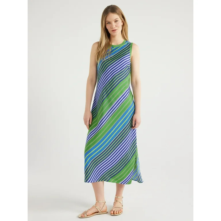Scoop Women's Sleeveless Satin Midi Tank Dress, Sizes XS-XXL | Walmart (US)