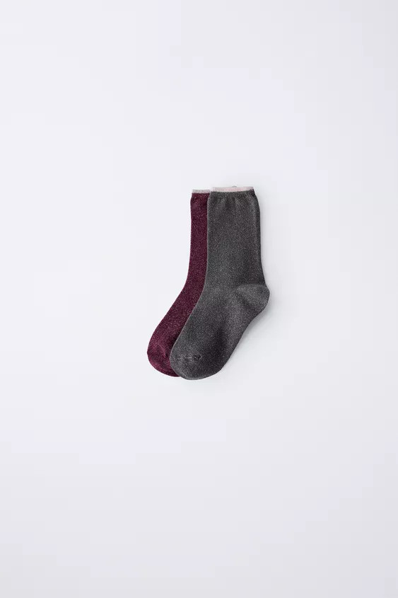 TWO-PACK OF LONG SHINY SOCKS | Zara US