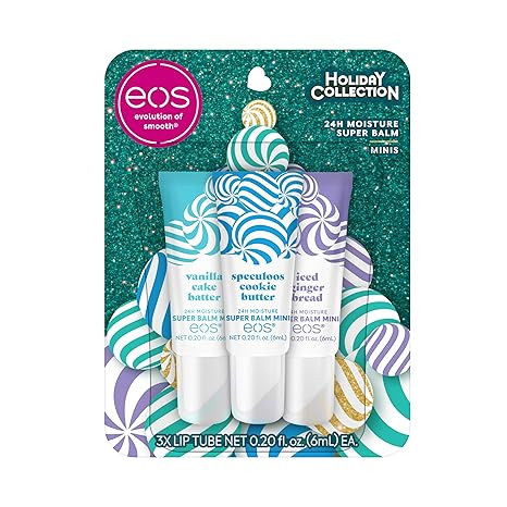 eos Holiday 24H Moisture Mini Super Balm Set- Speculoos Cookie Butter, Iced Gingerbread, Vanilla ... | Amazon (US)