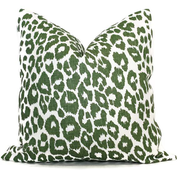 Schumacher Iconic Leopard in Green Decorative Pillow Cover, 20x20 22x22 Eurosham, Lumbar pillow T... | Etsy (US)