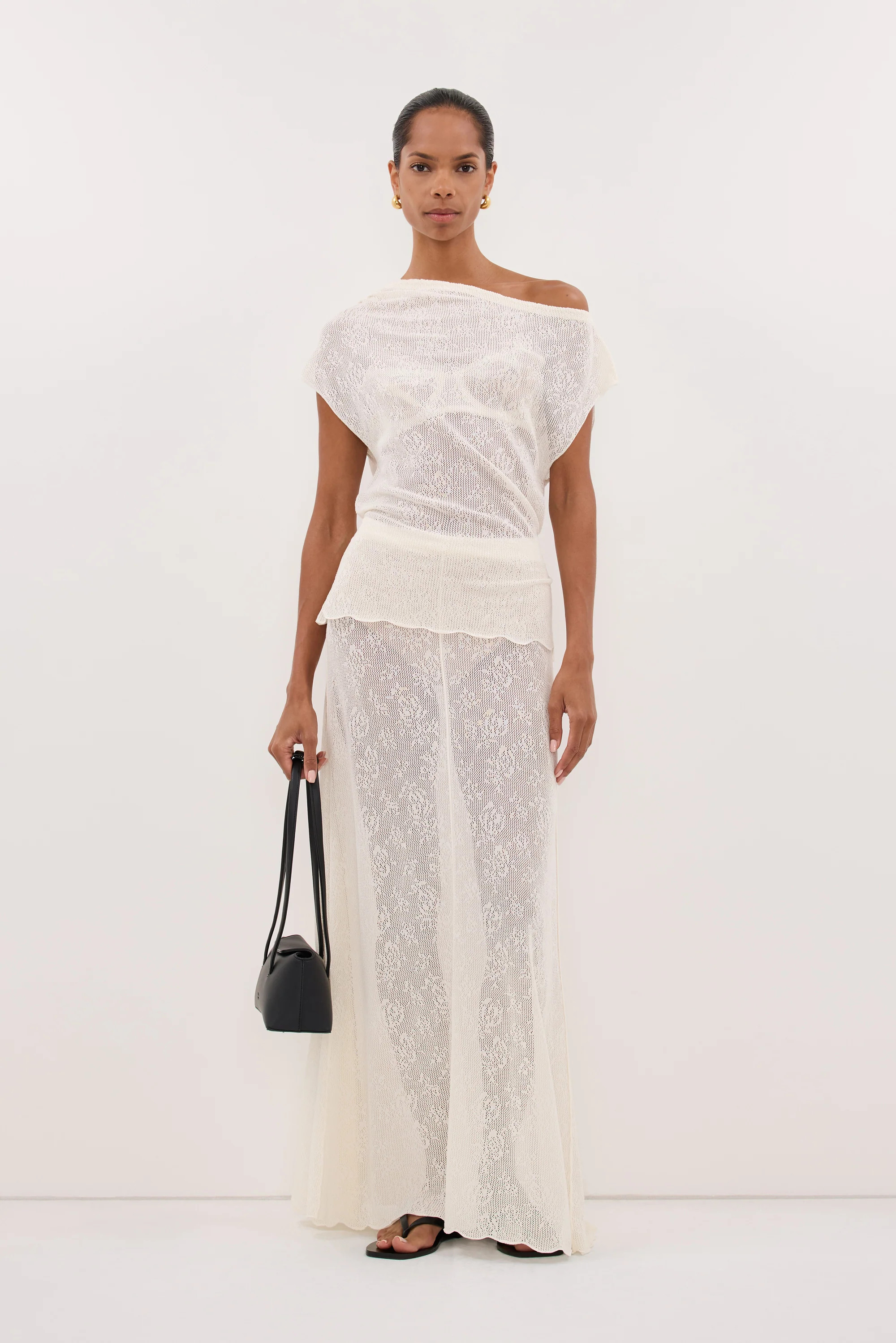 DELIA OFF WHITE LACE OFF SHOULDER TOP | DISSH