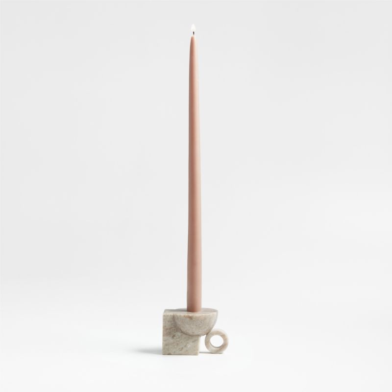 Noyau Beige Marble Taper Candle Holder by Athena Calderone | Crate & Barrel | Crate & Barrel