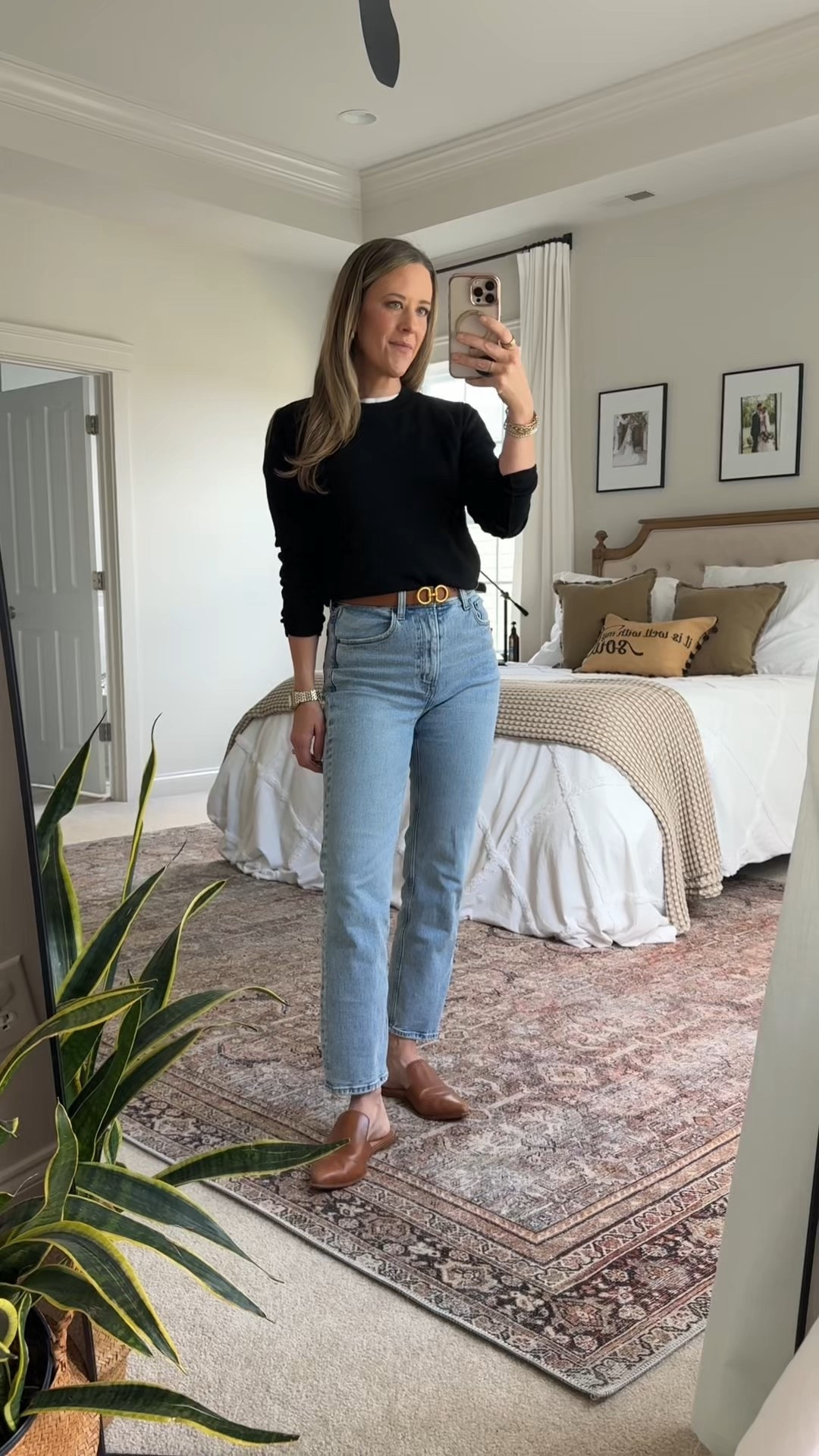 Simple, classic, and polished — a go-to combo this fall. The sweater is a small, and jeans are a 25R. I love pairing timeless pieces like a black crewneck and brown flats for that effortlessly put-together feel. Add a belt, and suddenly your everyday outfit feels intentional.

fall outfit | classic mom style | capsule wardrobe fall | minimalist fall outfit | jeans outfit women | casual workwear | polished casual outfit | timeless style | black sweater outfit | neutral fall fashion



#LTKStyleTip #LTKFindsUnder100 #LTKWorkwear