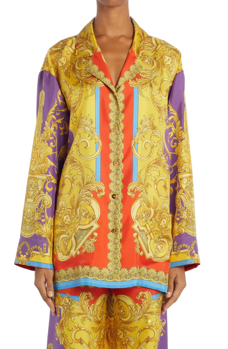 Versace Barocco Goddess Oversize Silk Shirt | Nordstrom | Nordstrom