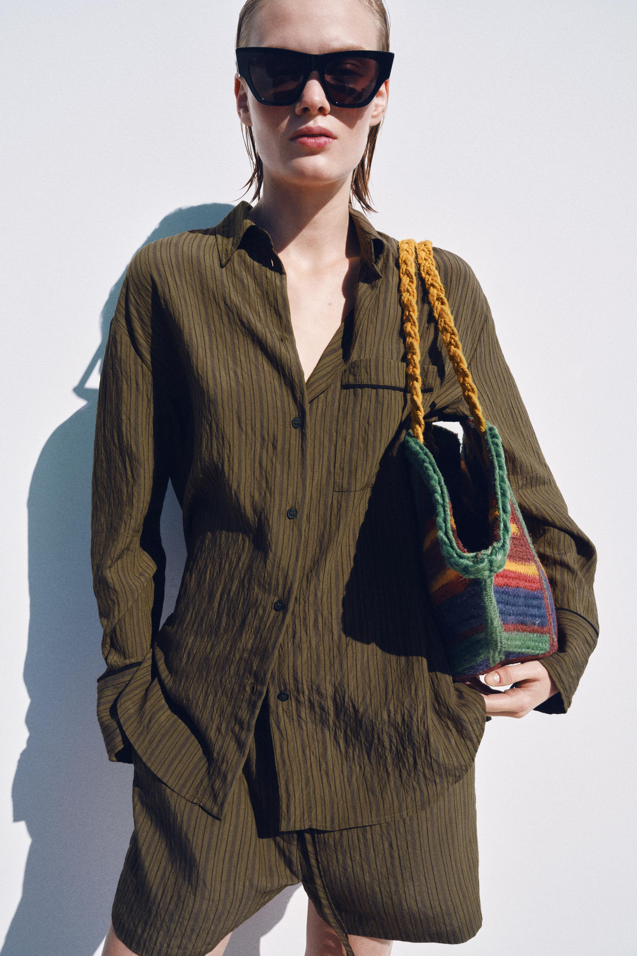 100% JUTE STRIPED BAG | Zara UK