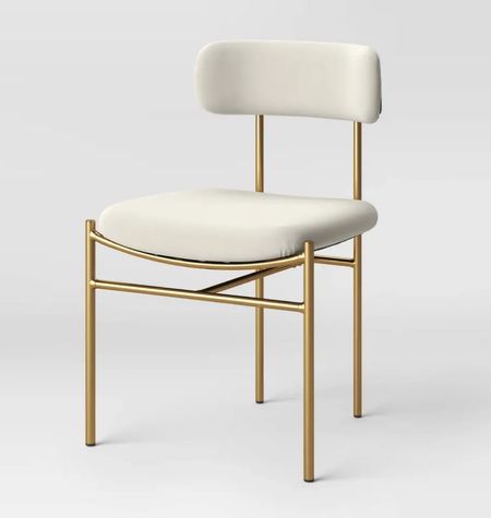 Target dining accent chair with gold brass legs and velvet upholstered seating in cream pink or olive green 

Dining room or kitchen chairs $100

#LTKhome #LTKstyletip #LTKfindsunder100
