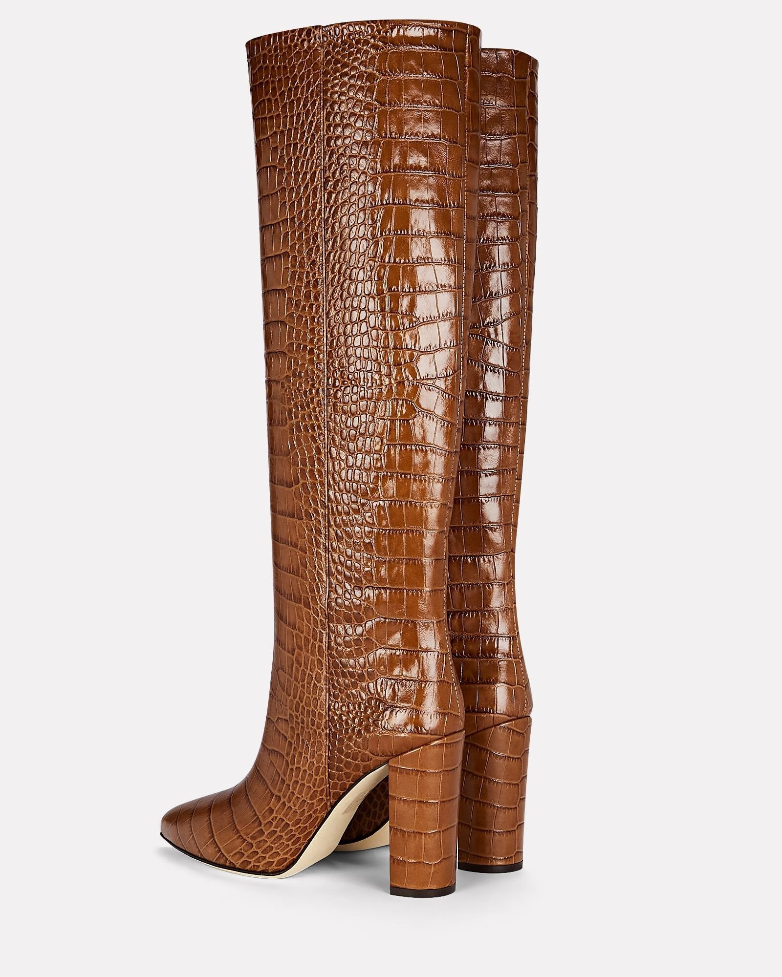 Croc-Embossed Knee-High Boots | INTERMIX