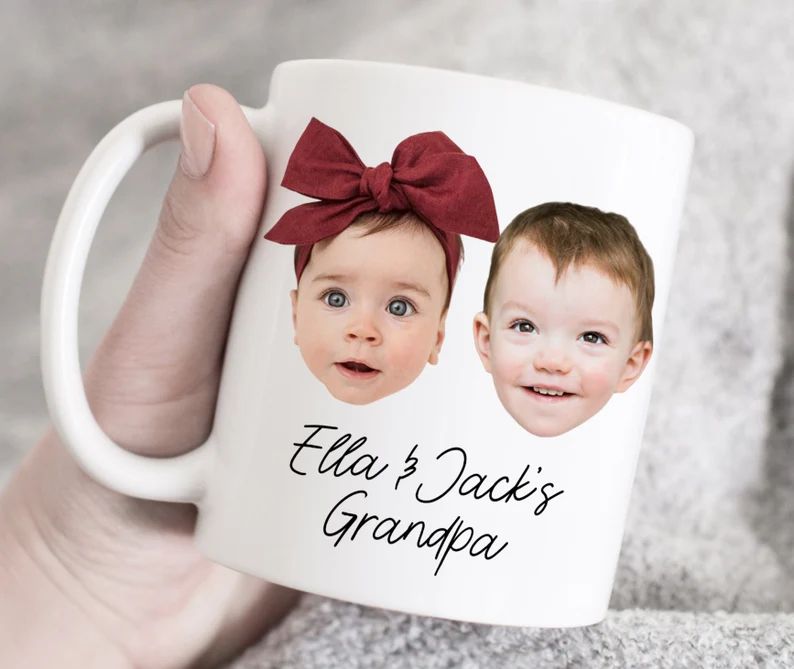 Two baby face mug, Personalized photo gift, Custom Baby face mug, Custom Grandchild Mug, father's... | Etsy (US)