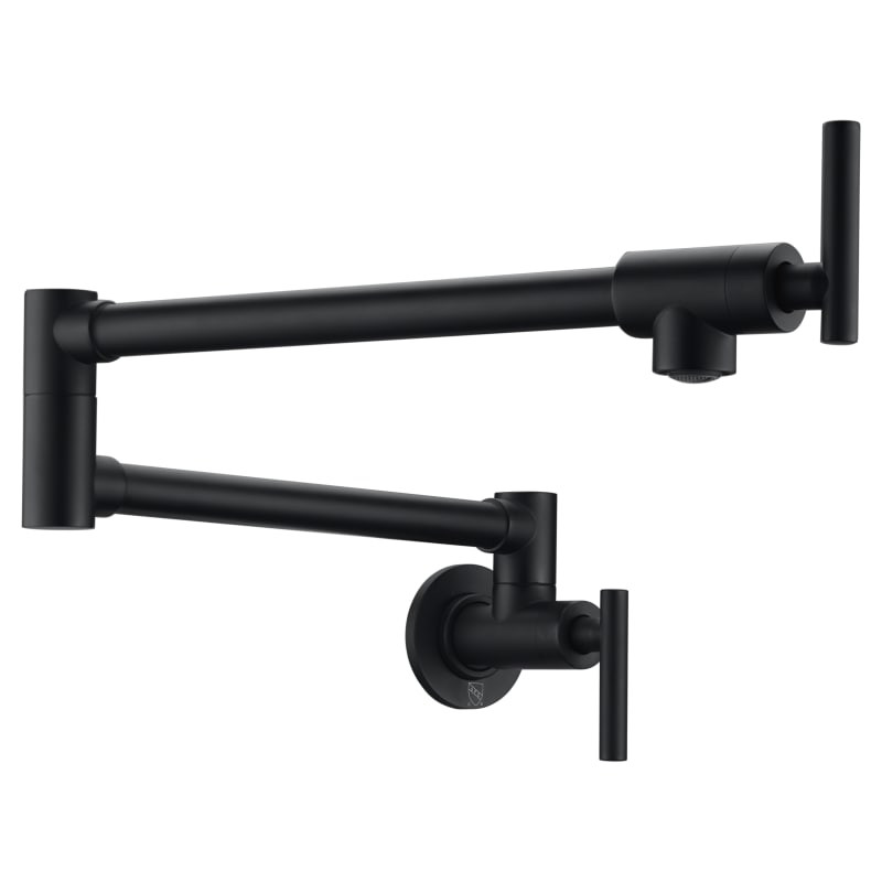 Anzzi KF-AZ258 Braccia Wall Mounted Pot Filler with Double-Jointed Swinging Spou Matte Black Faucet  | Build.com, Inc.