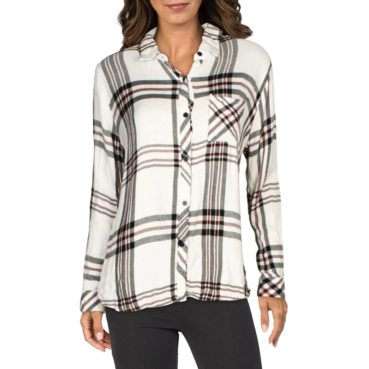 Womens Woven Plaid Button-Down Top | Shop Simon