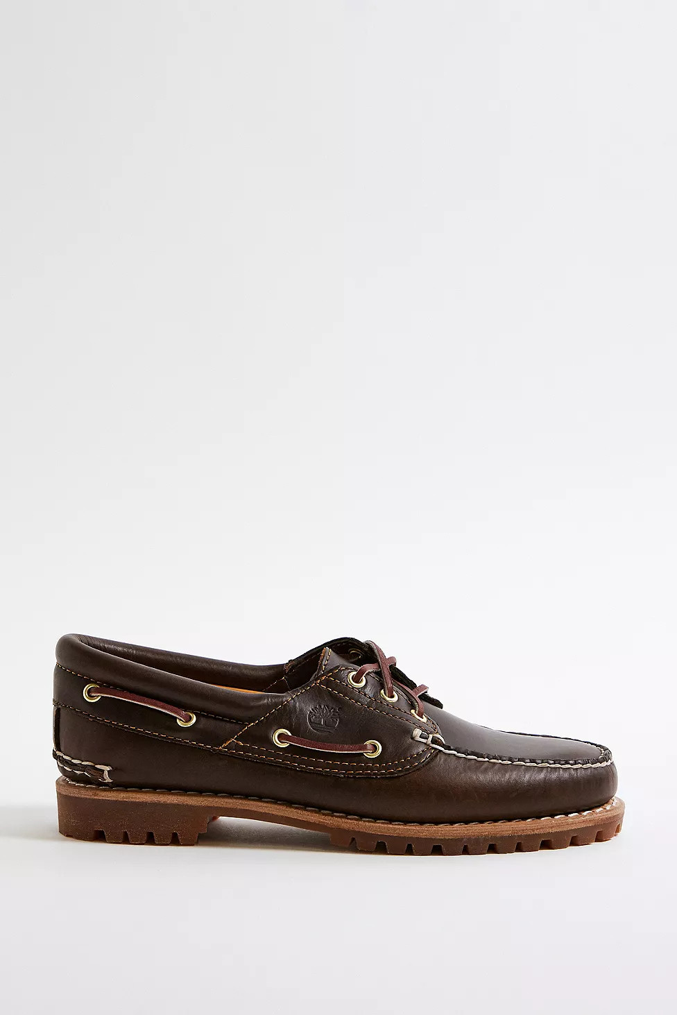 Timberland Burgundy Noreen Leather 3-Eyelet Lug Boat Shoes | Urban Outfitters UK