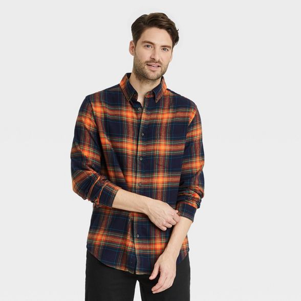 Men's Standard Fit Plaid Lightweight Flannel Long Sleeve Button-Down Shirt - Goodfellow & Co™ | Target