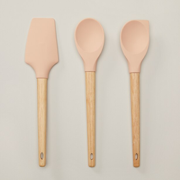 SET OF 3  WOOD & SILICONE UTENSILS, CITRUS | Indigo (CA)