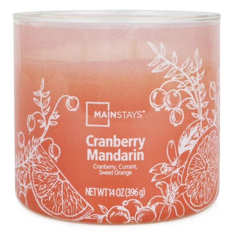 Mainstays 3-Wick Ombre Wrap Cranberry Mandarin Candle, 14-Ounce | Walmart (US)