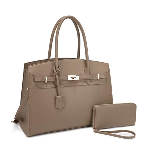 Top Handle Bag For Women, Vegan Leather Crossbody Designer Satchels, Adjustable Strap With Wallet For Ladies 2pcs (TAUPE) | Amazon (US)