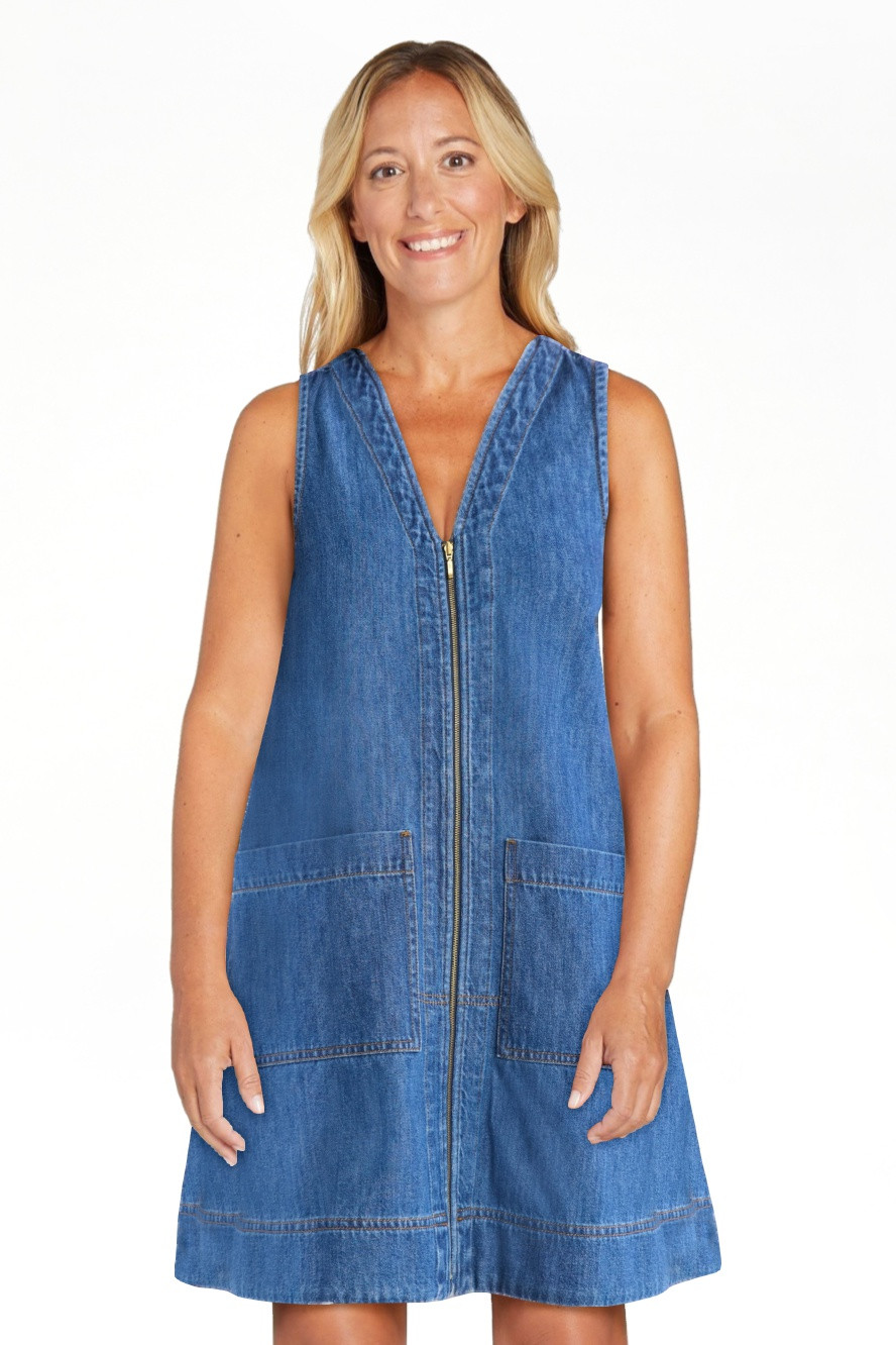 Free Assembly Women's Sleeveless V-Neck Denim Mini Dress, Sizes XS-XXL - Walmart.com | Walmart (US)