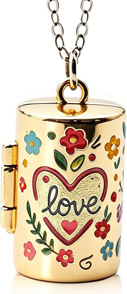 Cylinder Love Locket Necklace,14K Gold Plated Copper Pendant | Amazon (US)