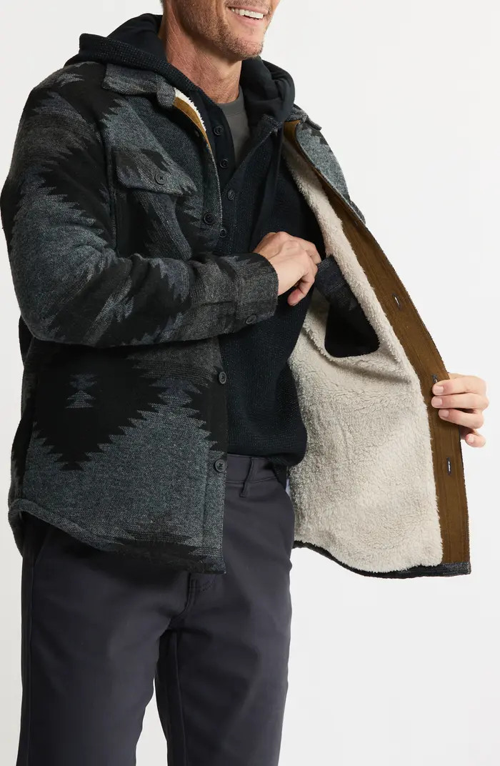 Geometric Jacquard Faux Shearling Lined Jacket | Nordstrom Rack