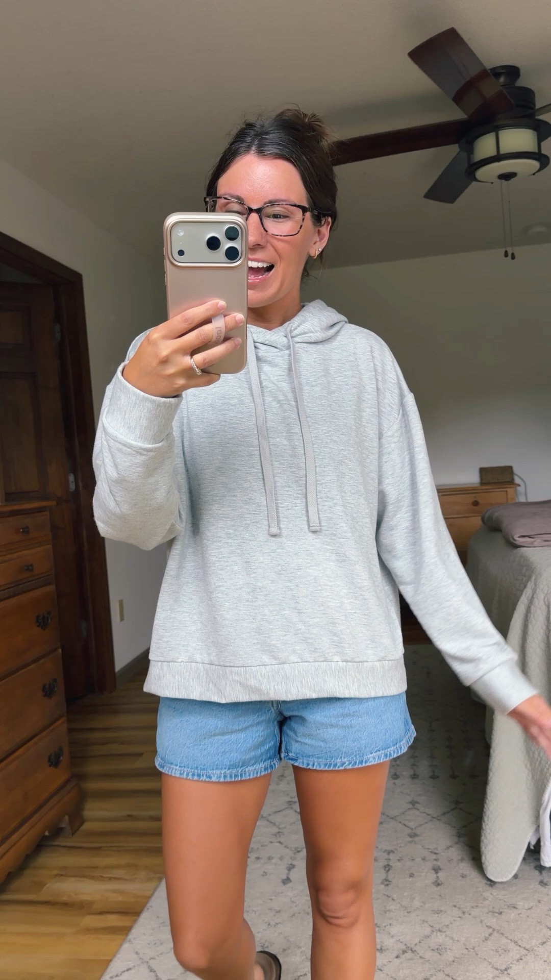 small in my tank, small in my hoodie (I said xs in my video, but it’s small) and 00 (dream blue) in my denim shorts. My sandals are size 6

#LTKPetite #LTKmomlife #LTKgrwm