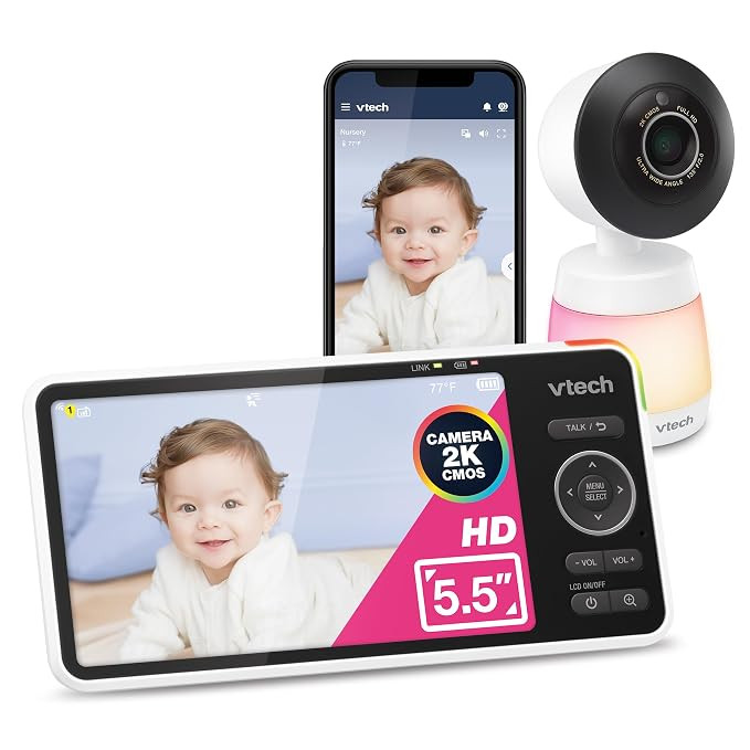 VTech Smart WiFi Baby Monitor – See Your Baby at Home or from Anywhere, 2K Camera, 5.5" Screen,... | Amazon (US)