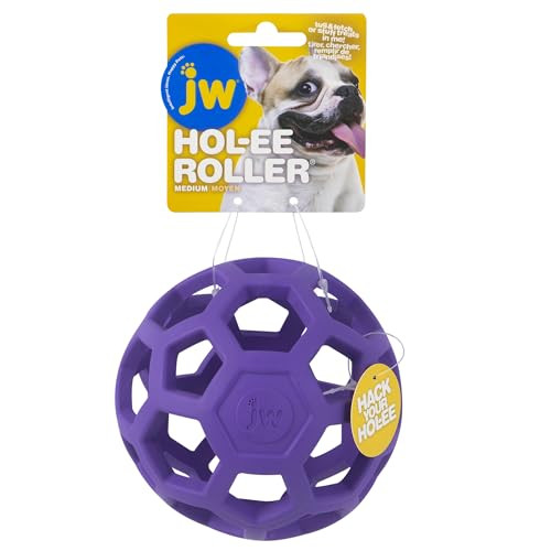 JW Pet Hol-ee Roller Dog Toy Puzzle Ball, Natural Rubber, Medium (4.5 Inch Diameter), Colors May Vary | Amazon (US)