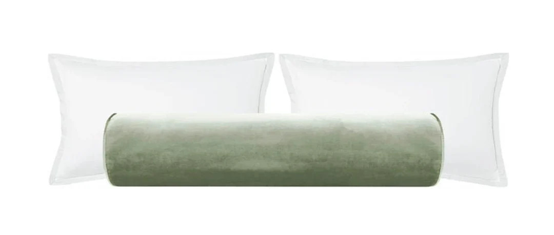 The Bolster : Faux Silk Velvet // Pistachio | velvet bolster | green velvet | bedroom + home deco... | Etsy (US)