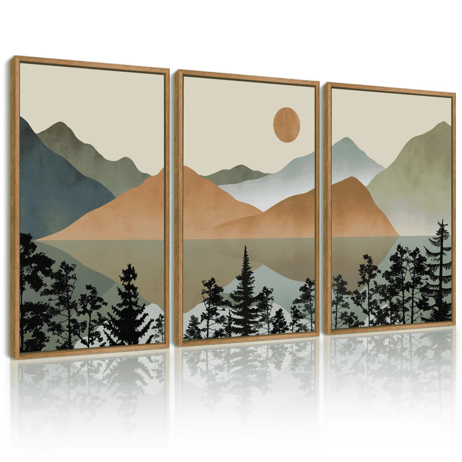 SHENIFY Set Lake Sunrise Pine Tree Forest Landscape Mountain Wall Art Nature Scenry Wilderness Fa... | Walmart (US)