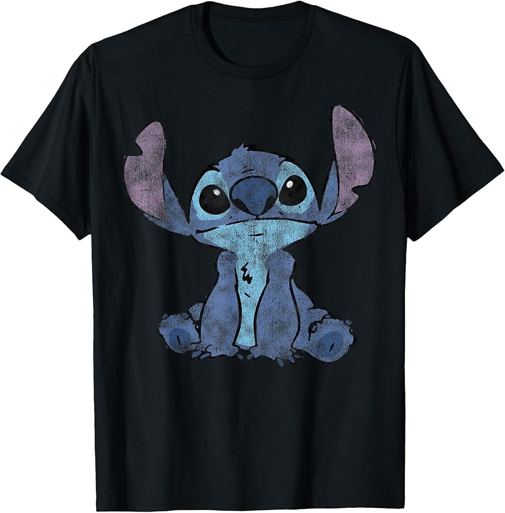 Disney Lilo & Stitch Distressed Stitch Portrait T-Shirt | Amazon (US)