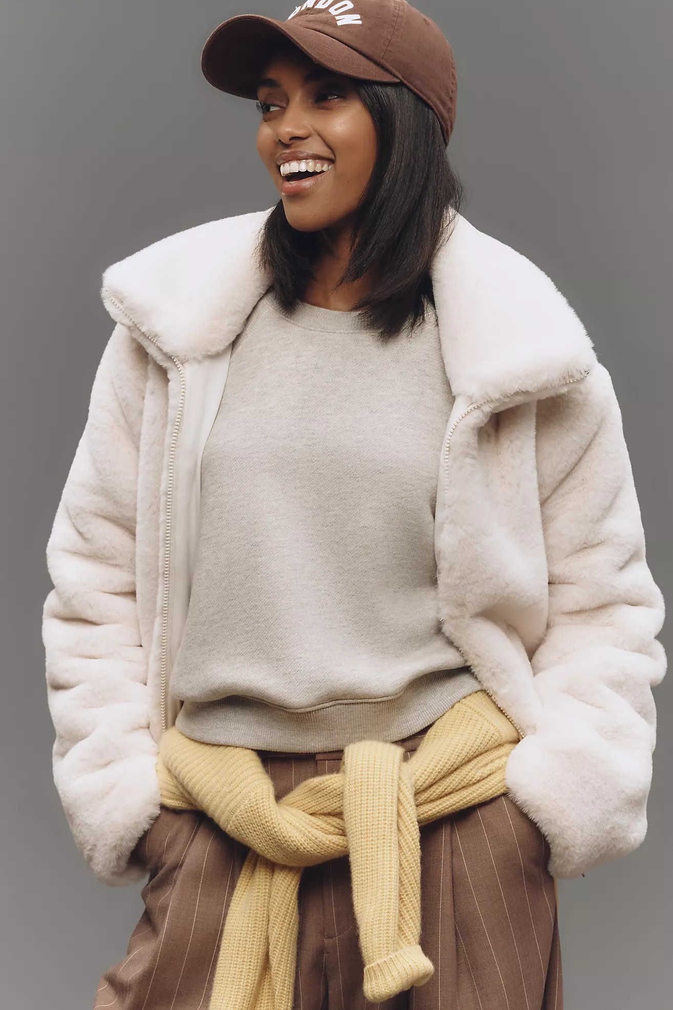 By Anthropologie Faux-Fur Front-Zip Jacket | Anthropologie (US)