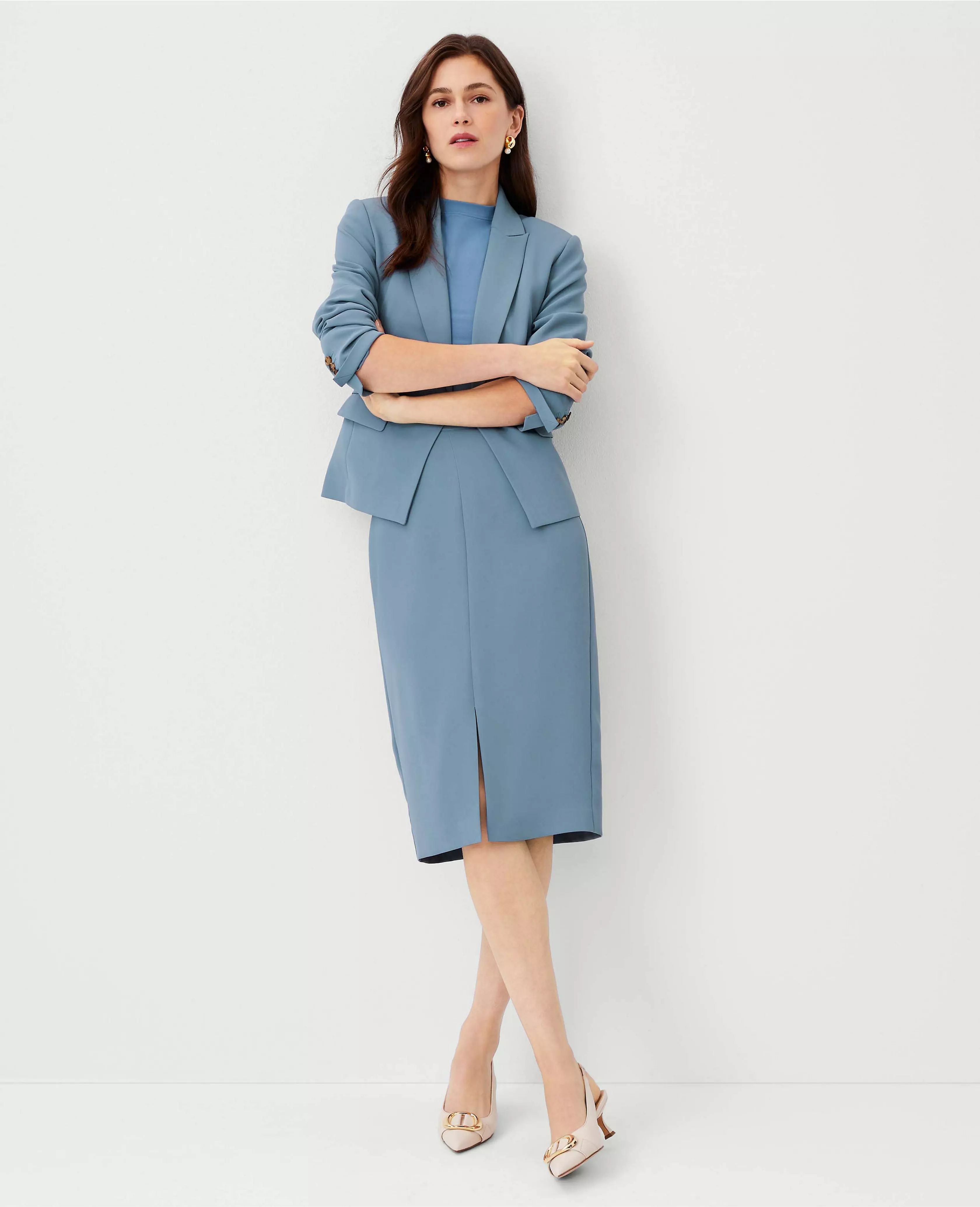 The Front Slit Pencil Skirt in Crepe | Ann Taylor (US)