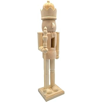 15" Wooden Nutcrackers Unpainted Unfinished Paintable Wooden Christmas Nutcracker DIY Blank Nutcr... | Amazon (US)