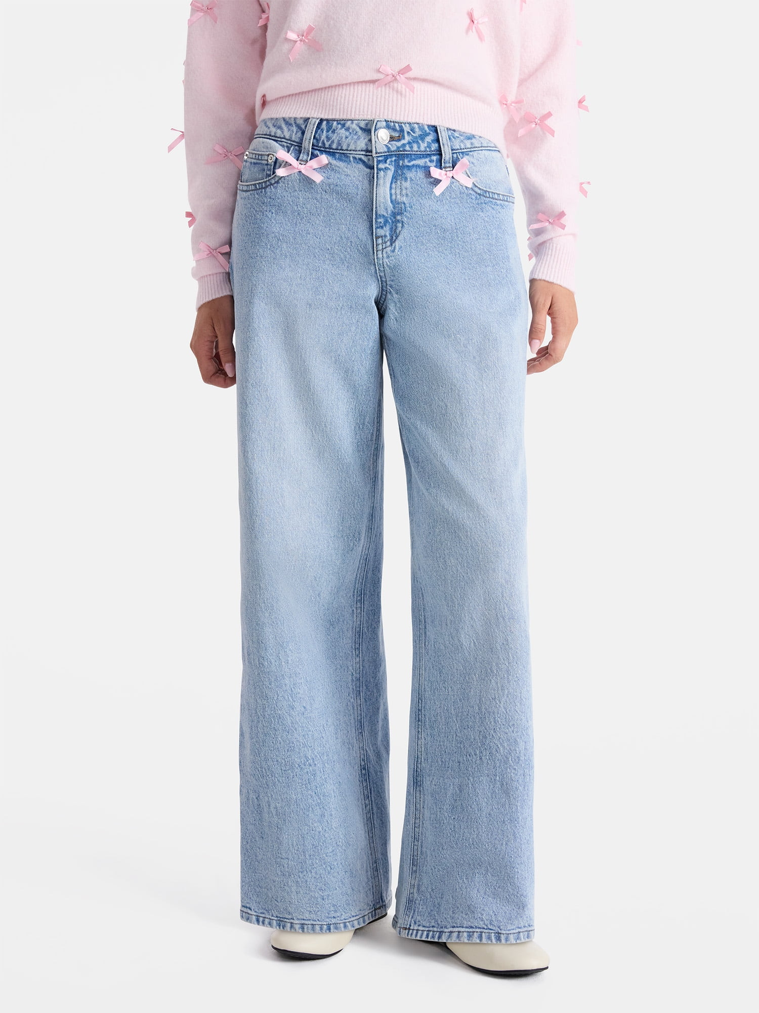 No Boundaries Bow Jeans, 30'' Inseam, Women's - Walmart.com | Walmart (US)