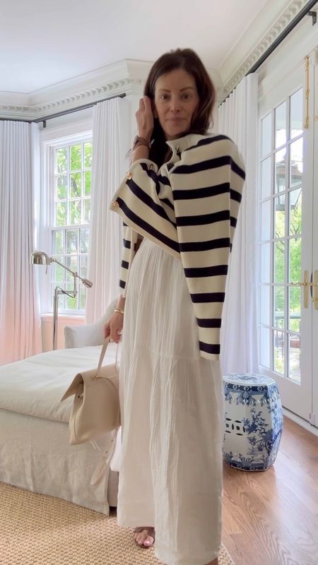 Ready for paris in the spring in the perfect white dress and striped cardigan. 

#LTKSeasonal #LTKOver40 #LTKTravel
