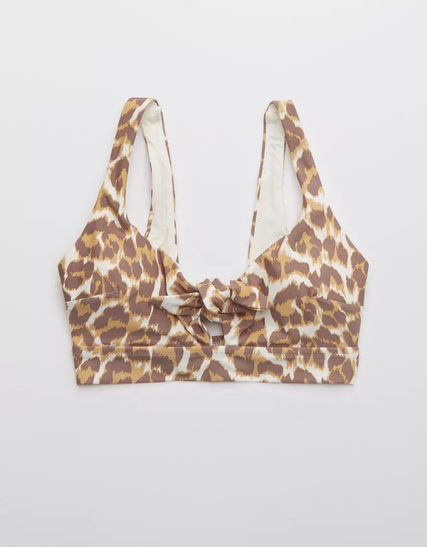 Aerie Leopard Tie Banded Wide Strap Scoop Bikini Top | American Eagle Outfitters (US & CA)