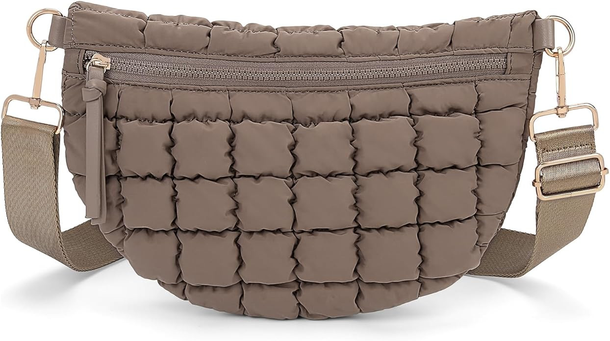 Quilted Crossbody Bags for Women Bum Bag Puffer Sling Bag Nylon Crossbody Purse | Amazon (US)