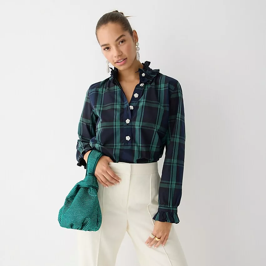 Classic-fit ruffleneck shirt in … curated on LTK