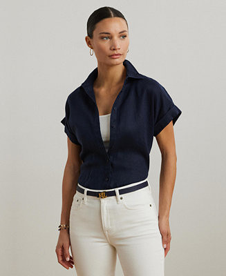 Lauren Ralph Lauren Dolman Sleeve 100 Linen Shirt P Xs 3x | Macy's