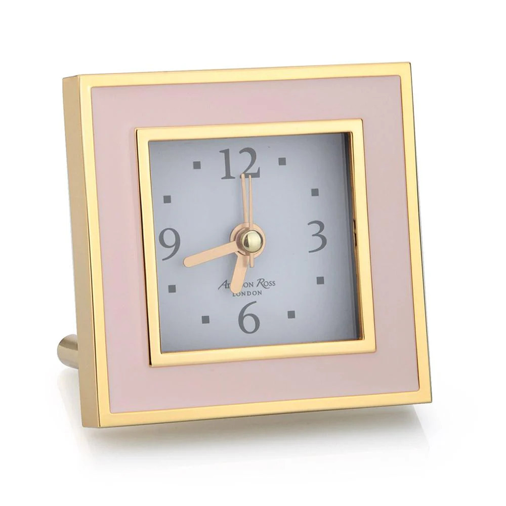 Pale Pink & Gold Square Silent Alarm Clock | Addison Ross US