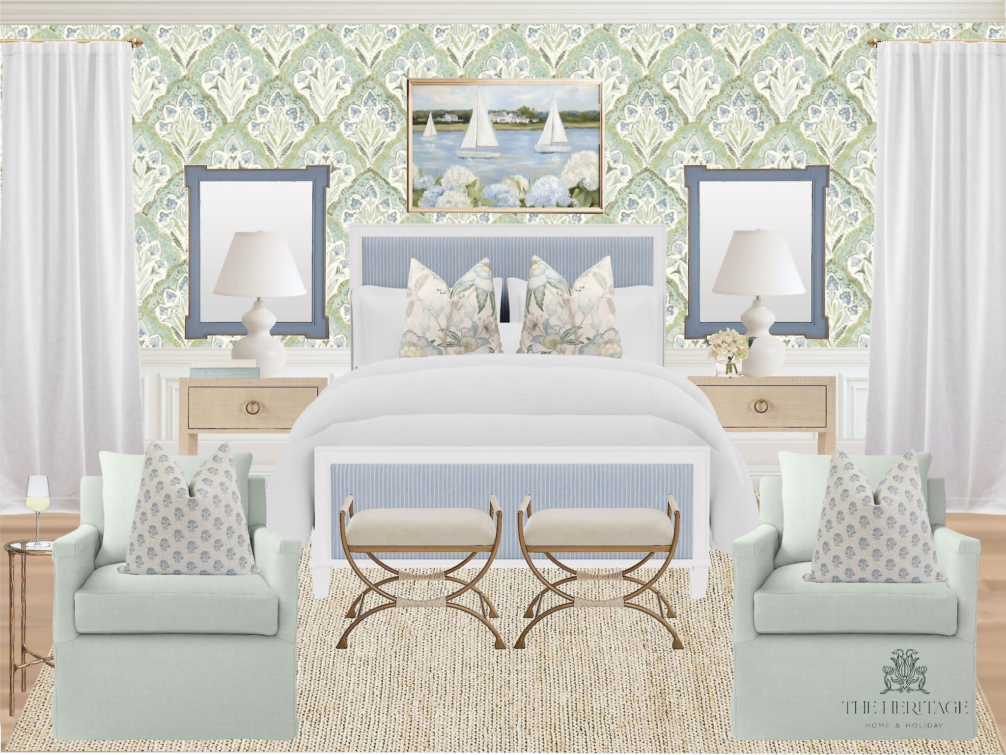 Soft greens and airy blues = the perfect combo for a peaceful bedroom retreat that’s anything but boring! 
Master Bedroom ideas, guest bedroom ideas, coastal home decor 

#LTKHome #LTKSaleAlert #LTKStyleTip