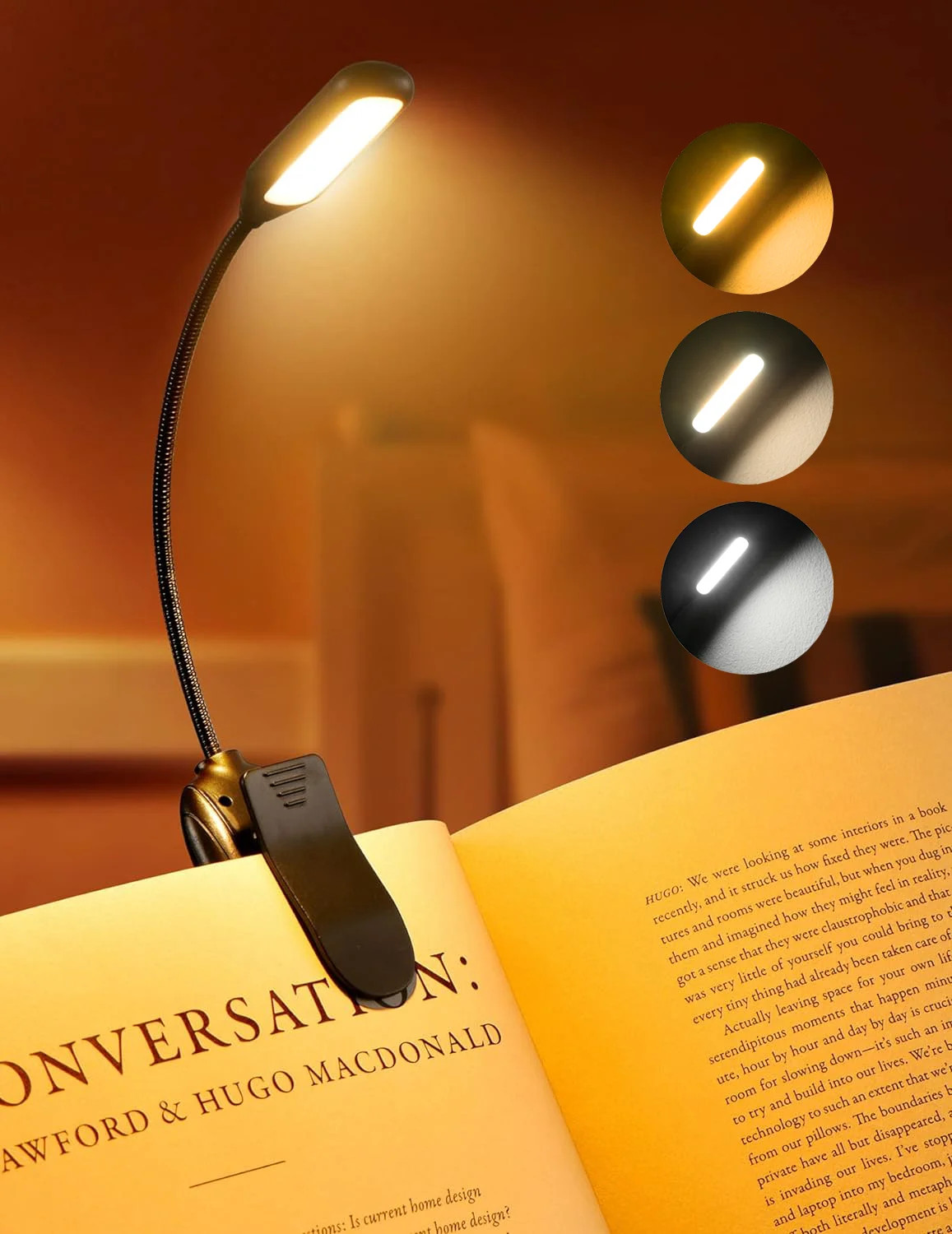 Victsing Rechargeable Book Light for Reading in Bed, 80H Reading, 3 Brightness Levels & 3 Color T... | Walmart (US)