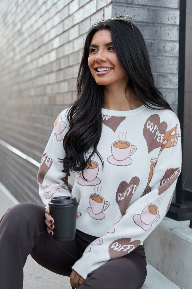 I Love Coffee Crewneck Sweater | Pink Lily