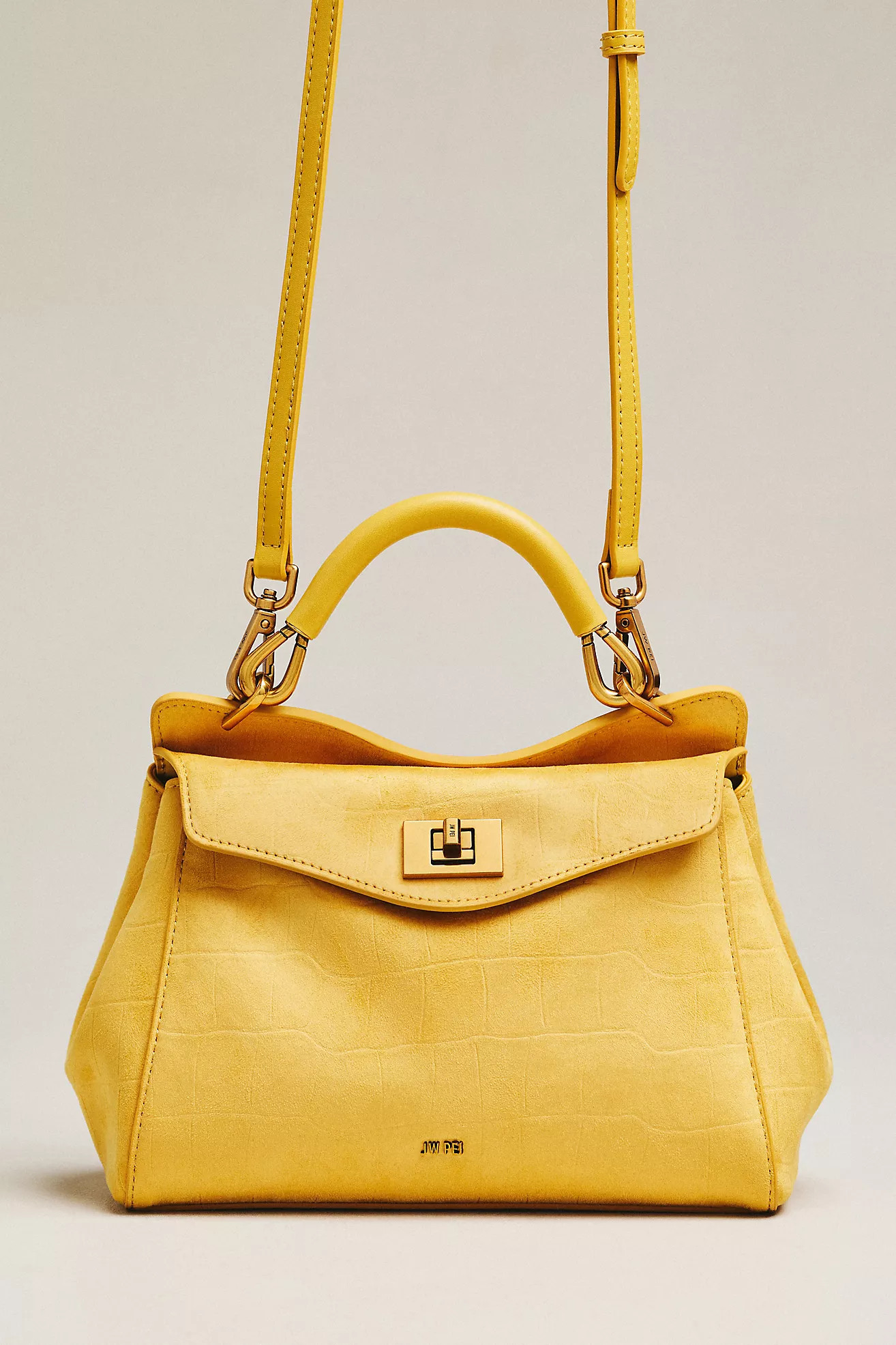 JW PEI Lucia Croc-Embossed Faux Suede Top Handle Bag | Anthropologie (US)