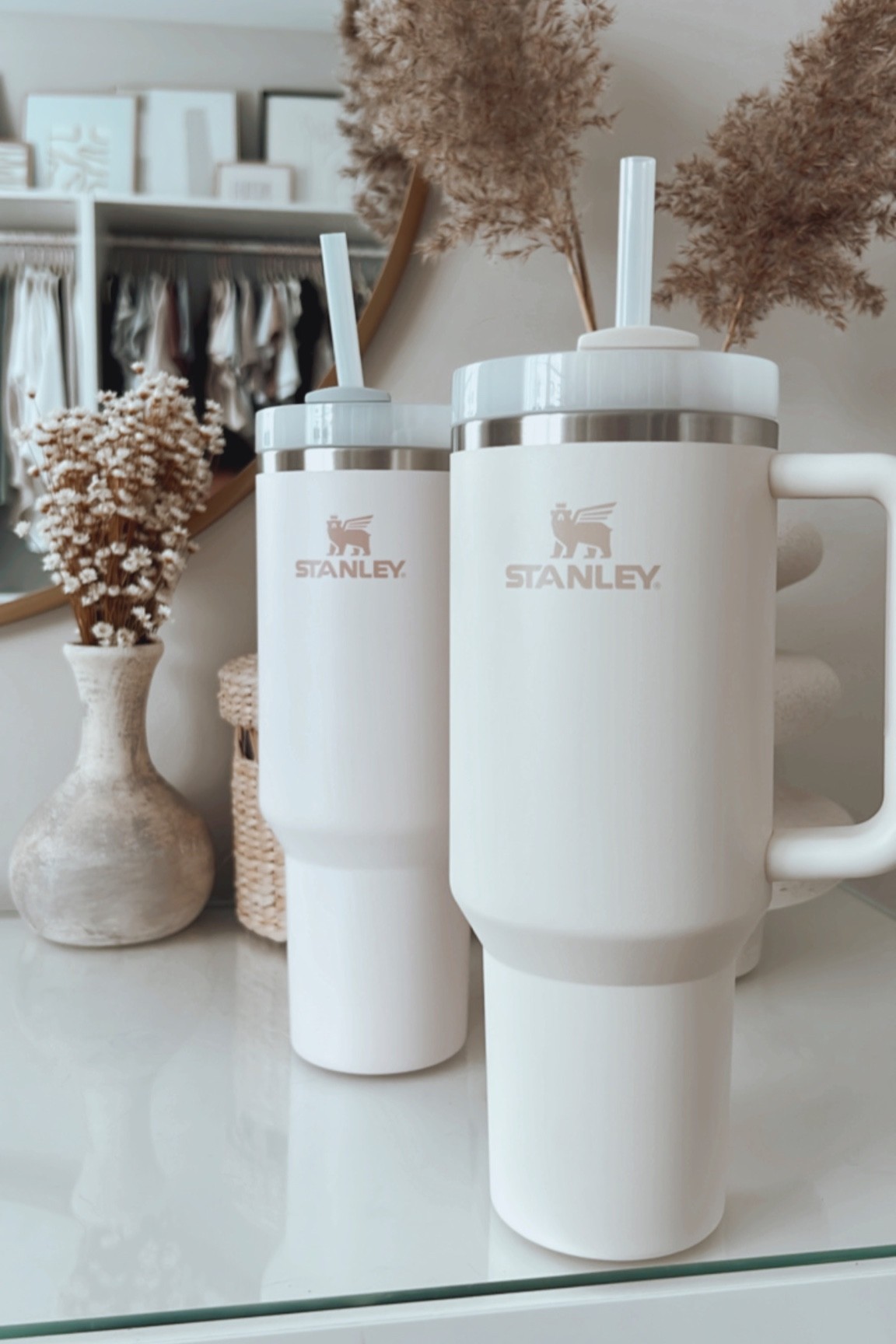 Stanley 40 oz quenchers are back in stock in all colors! These make really great Christmas gifts! They are $40. The colors I have here are cream and rose quartz. 

#LTKunder50 #LTKhome