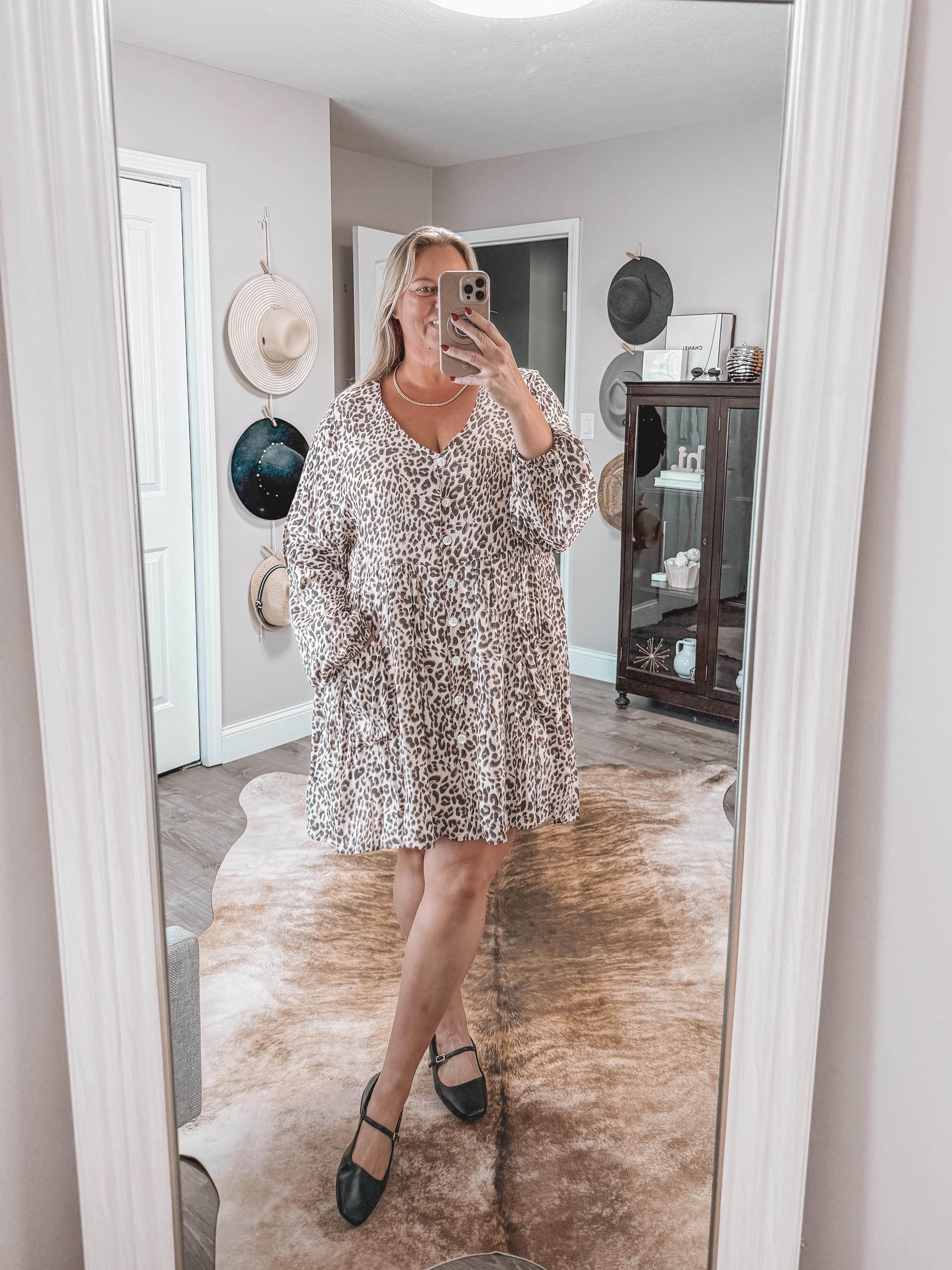 I love a loose flowy dress with ballet flats and this one could also be layered with a cardigan and tights added for more warmth. 

These flats fit TTS and come in several
Color/prints. The dress is older so linking some great options. 

#LTKShoeCrush #LTKPlusSize #LTKHoliday