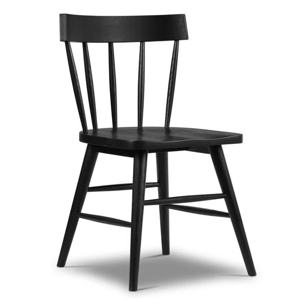 Azocar Solid Wood Slat Back Side Chair in Black | Wayfair North America