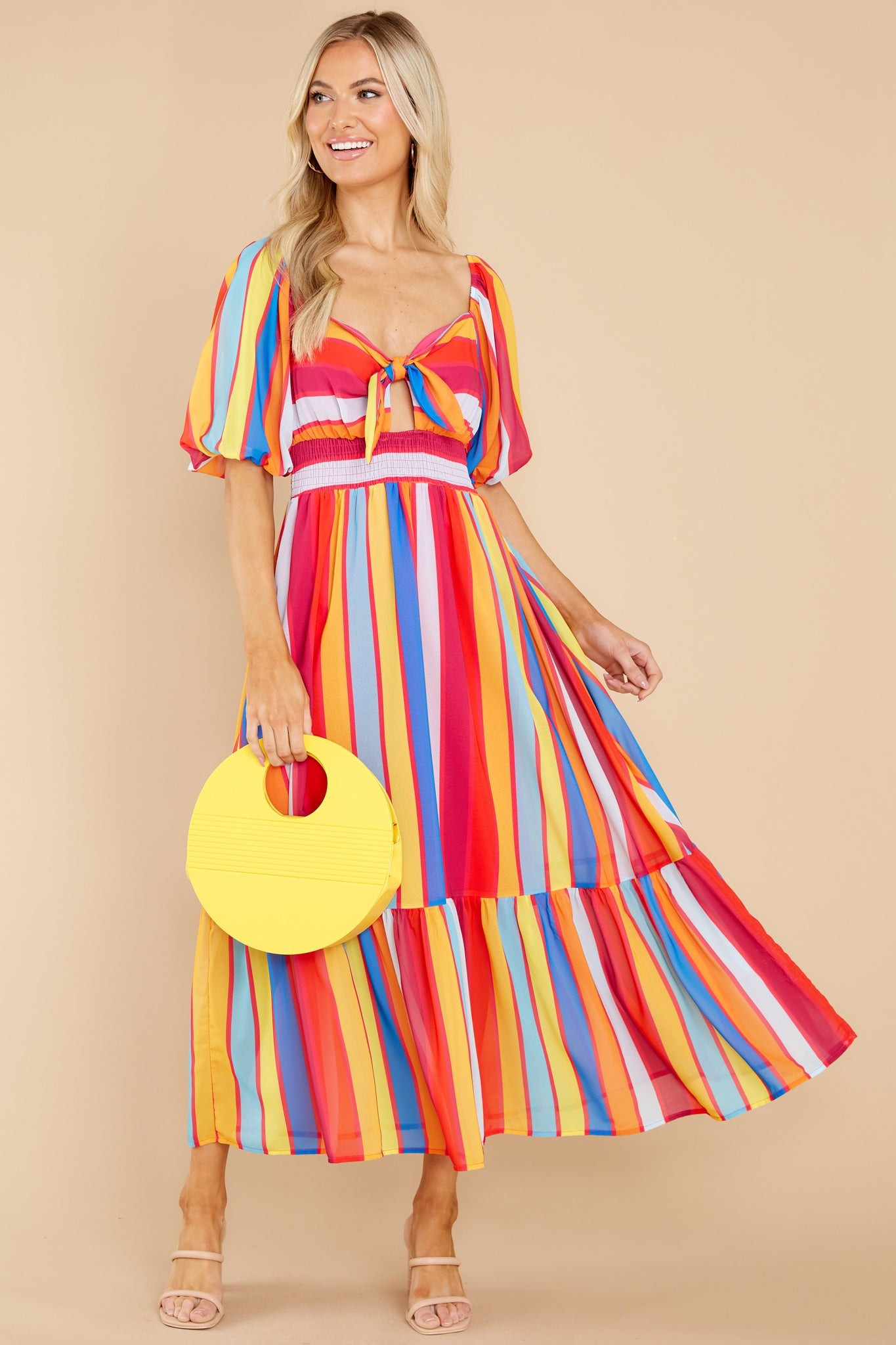 Bring Her To Life Rainbow Print Maxi Dress | Red Dress 
